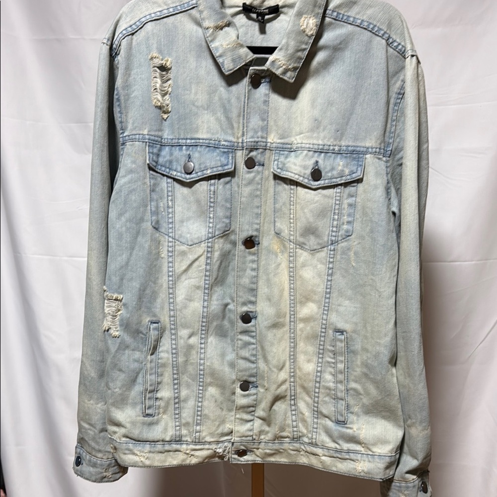 Up-Cycled Hand Painted Blue Lightweight Denim Shirt Jacket